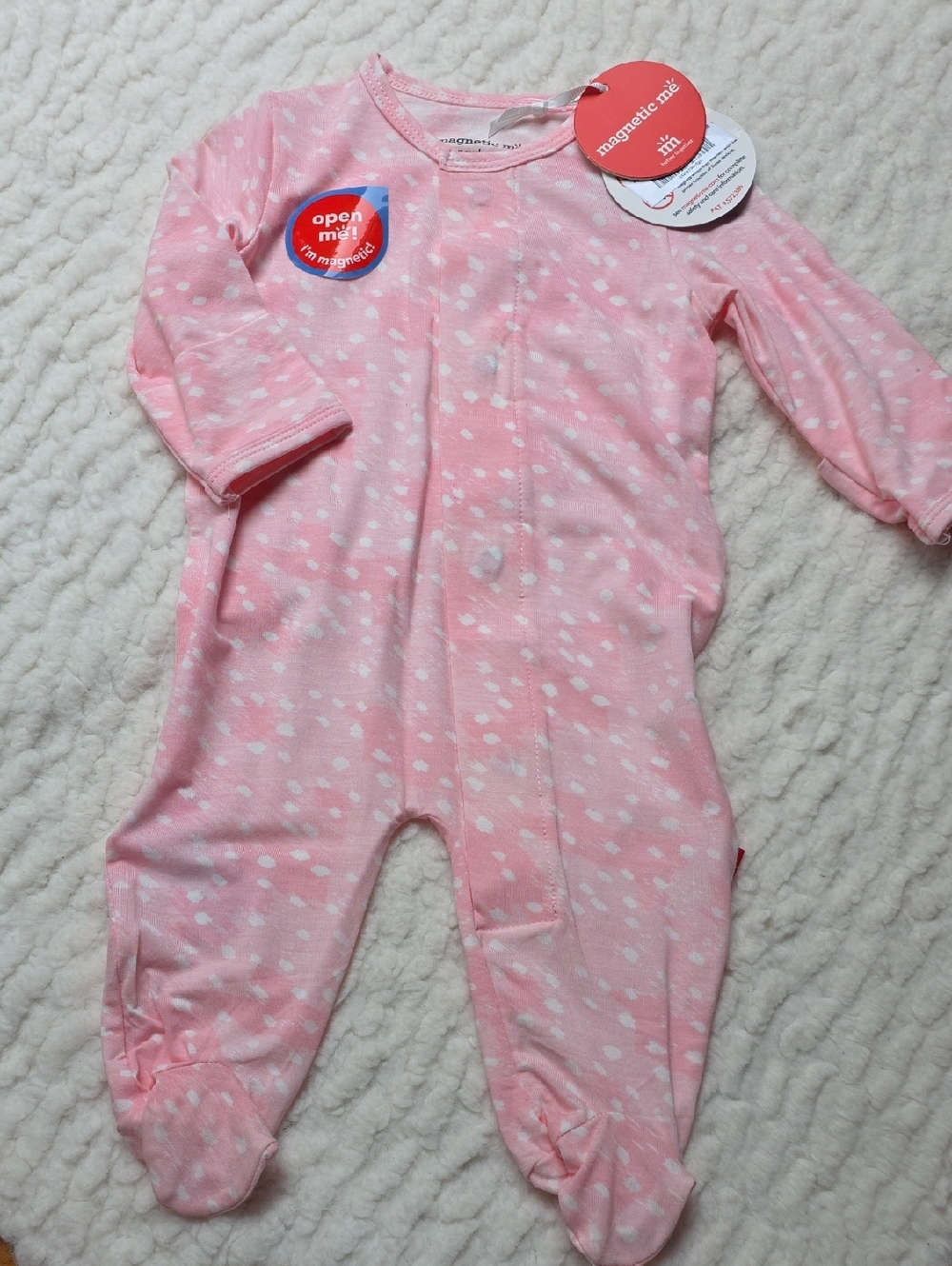 Magnetic Me Pink and White Dot Footed One-Piece